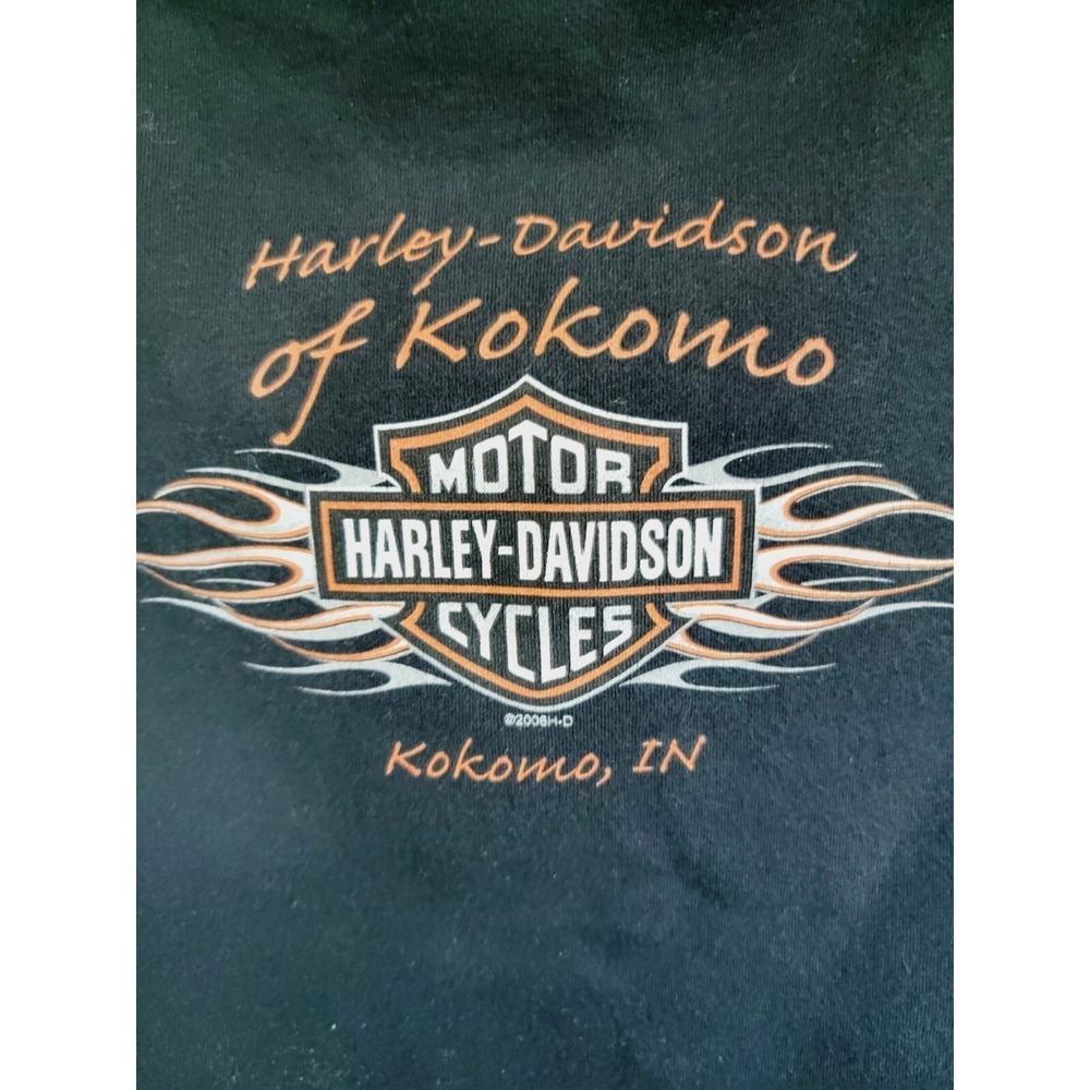 Harley-Davidson Womens L Kokomo Indiana Ruched Shoulder Tank Top Black 2008 - Picture 8 of 11